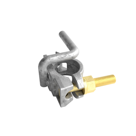 Scaffolding half coupler clamp with eye bolt hook